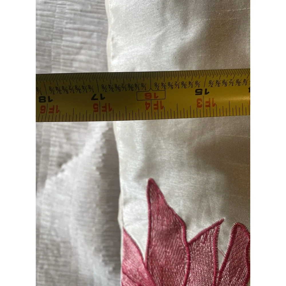 Vintage Satin Embroidered Floral Hummingbird Cottagecore Accent Pillow 17